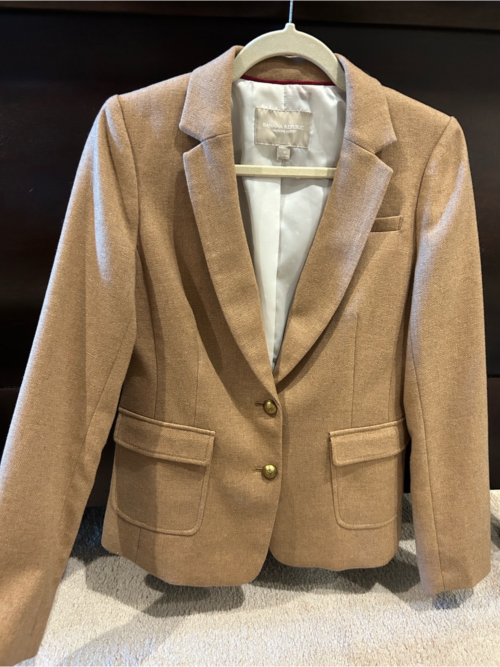 Banana Republic Gold Button Tweed Blazer with Elbow Patches